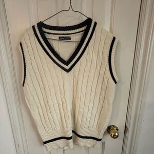 sweater vest black and cream